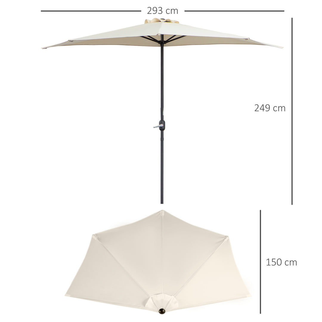Outsunny 3 m Half Round Umbrella Parasol