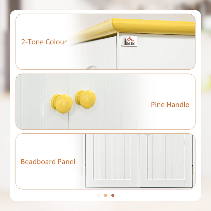 MCL Freestanding 4-Door Kitchen Cupboard, Storage Cabinet Organizer with 4 Shelves, White