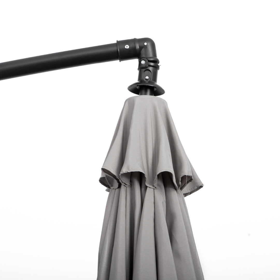 Outsunny 3(m) Cantilever Umbrella 18 Ribs & Vents Adjustable Angle for Patio Light Grey