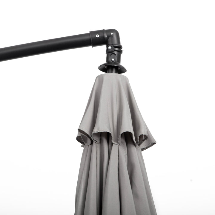 Outsunny 3(m) Cantilever Umbrella 18 Ribs & Vents Adjustable Angle for Patio Light Grey