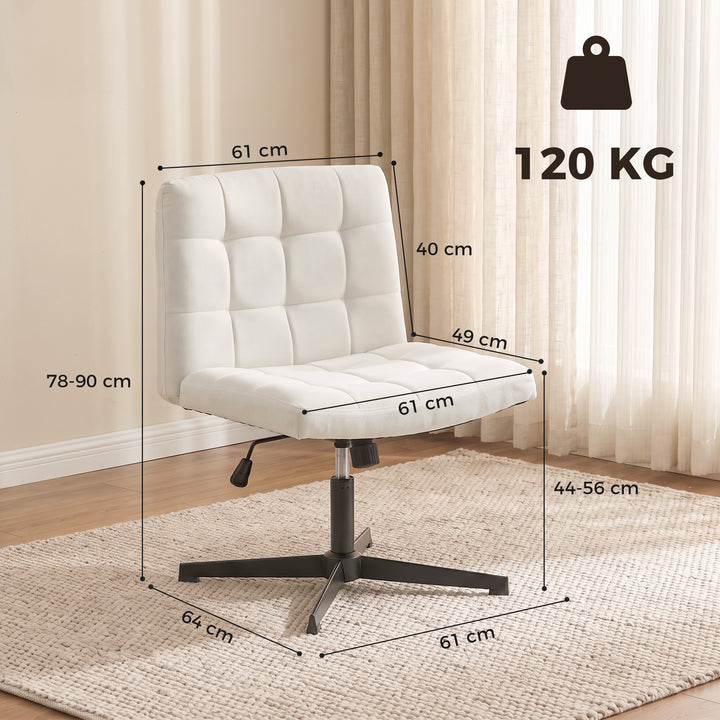 Armless Office Chair, Cross Legged Linen Computer Desk Vanity Chair - view 3
