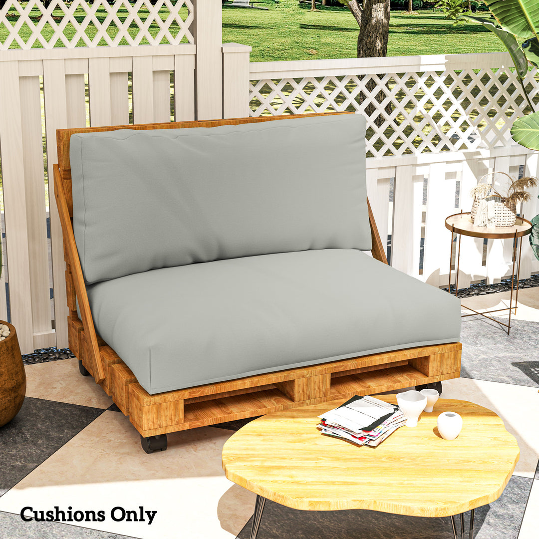 Two Piece Seat Pallet and Back Cushions - Light Grey