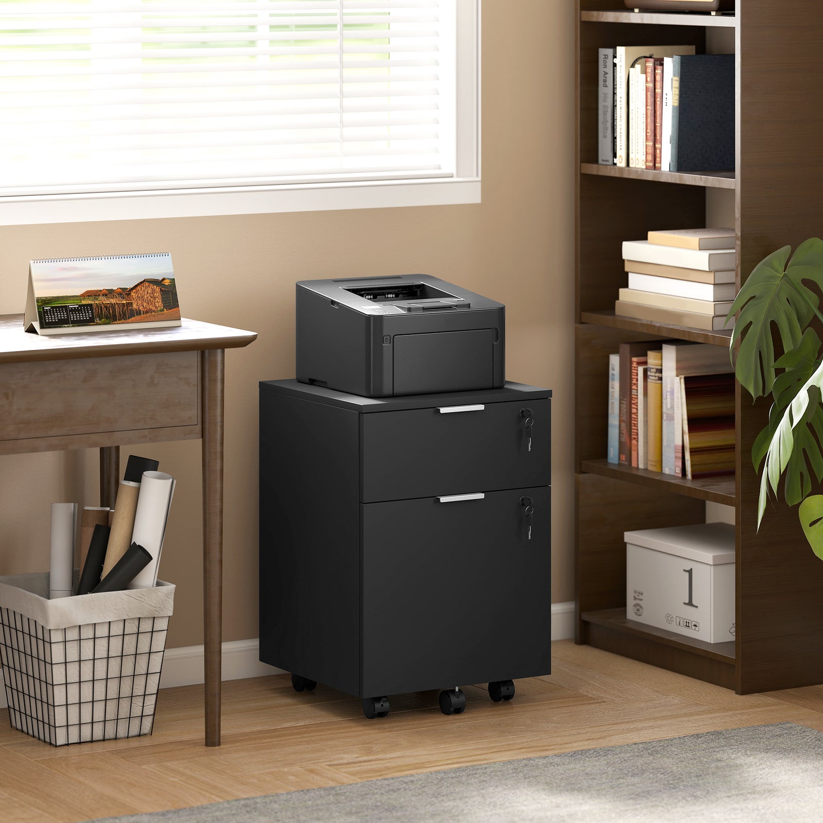 Two-Drawer Lockable Filing Cabinet - Black