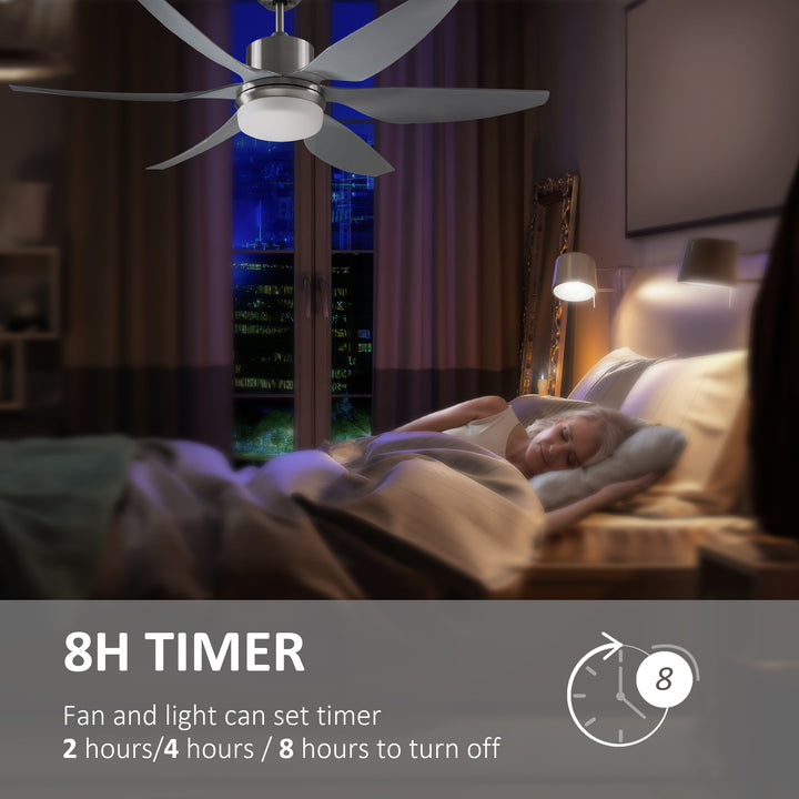 MCL Reversible Ceiling Fan with Light, 6 Blades Indoor Modern Mount LED Lighting Fan with Remote Controller, for Bedroom, Living Room, Silver