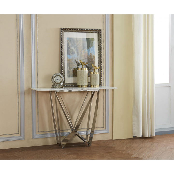 Sardinia Marble Console Table with Stainless Steel Base