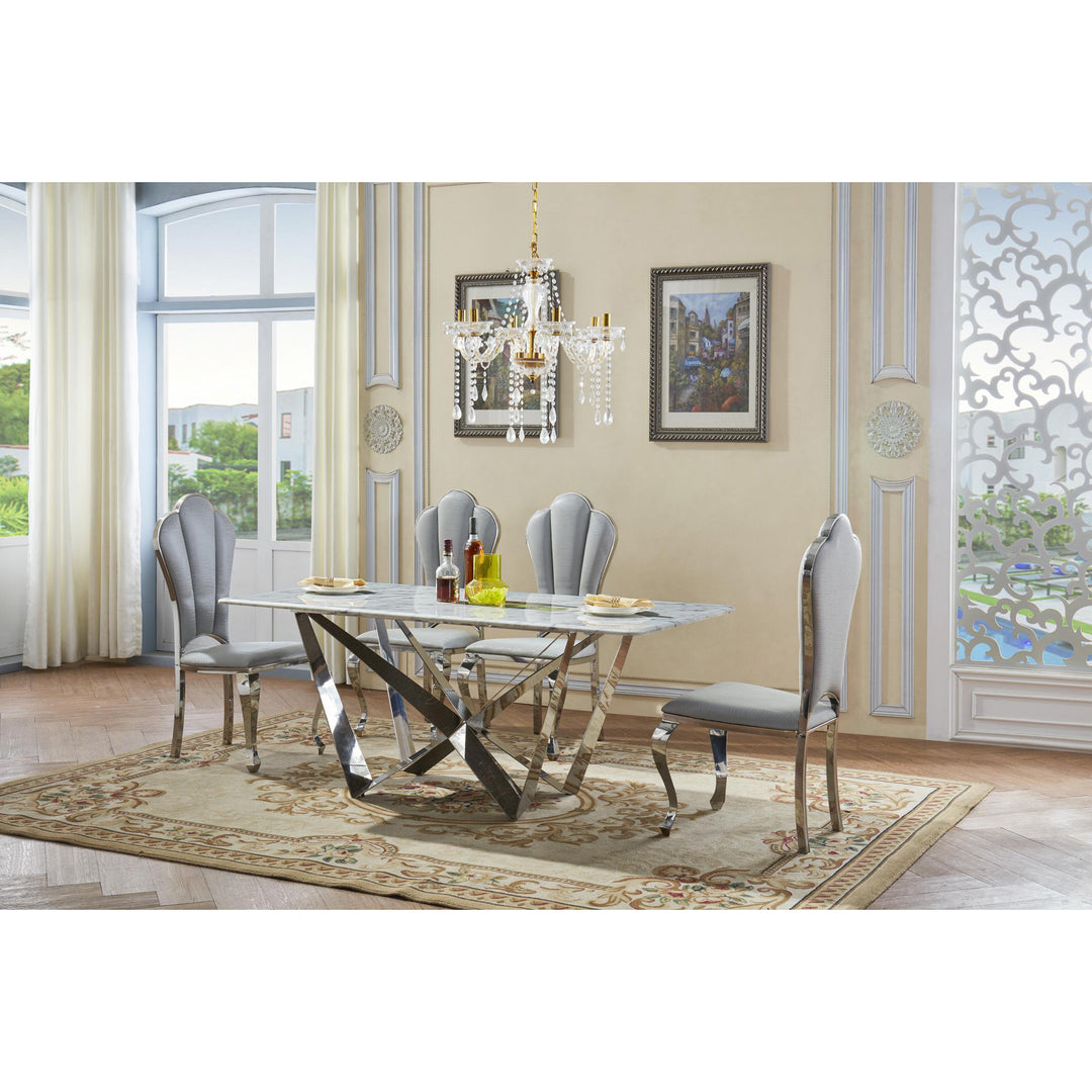 Sardinia Dining Chair Stainless Steel & Fabric White