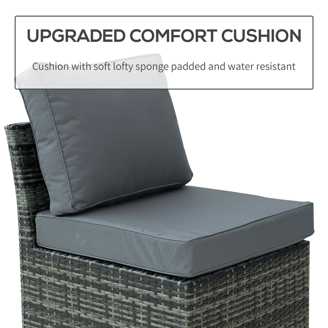 5 PCS Outdoor Rattan Wicker Sofa Sets Reclining Sofa Adjustable Canopy & Side Table Dining Table Set Sectional Conversation Furniture w/ Cushions, Mixed Grey