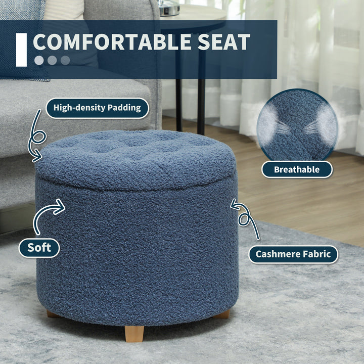 40.5L Teddy Fleece Storage Ottoman - Blue