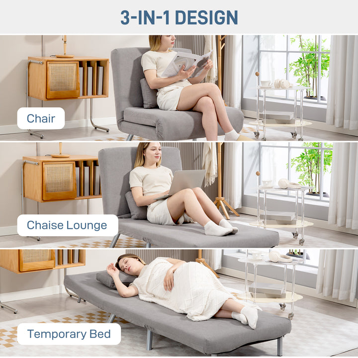 Single Velvet-Feel Chair Bed - Grey