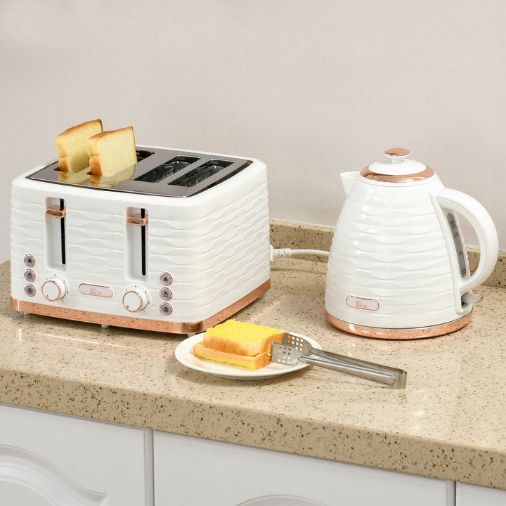 Kettle and Toaster Sets, 3000W 1.7L Rapid Boil Kettle &amp; 4 Slice Toaster with 7 Browning Controls, Defrost, Reheat and Crumb Tray, UK Otter thermostat