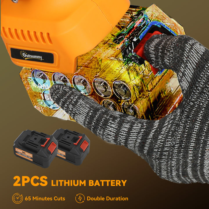 8 Inch Electric Chainsaw, Cordless Mini Chain Saw with Brushless Motor, 2 x 4000mAh Batteries and Safety Lock, Handheld Portable Wood Pruning Saw for Trimming Cutting, Orange