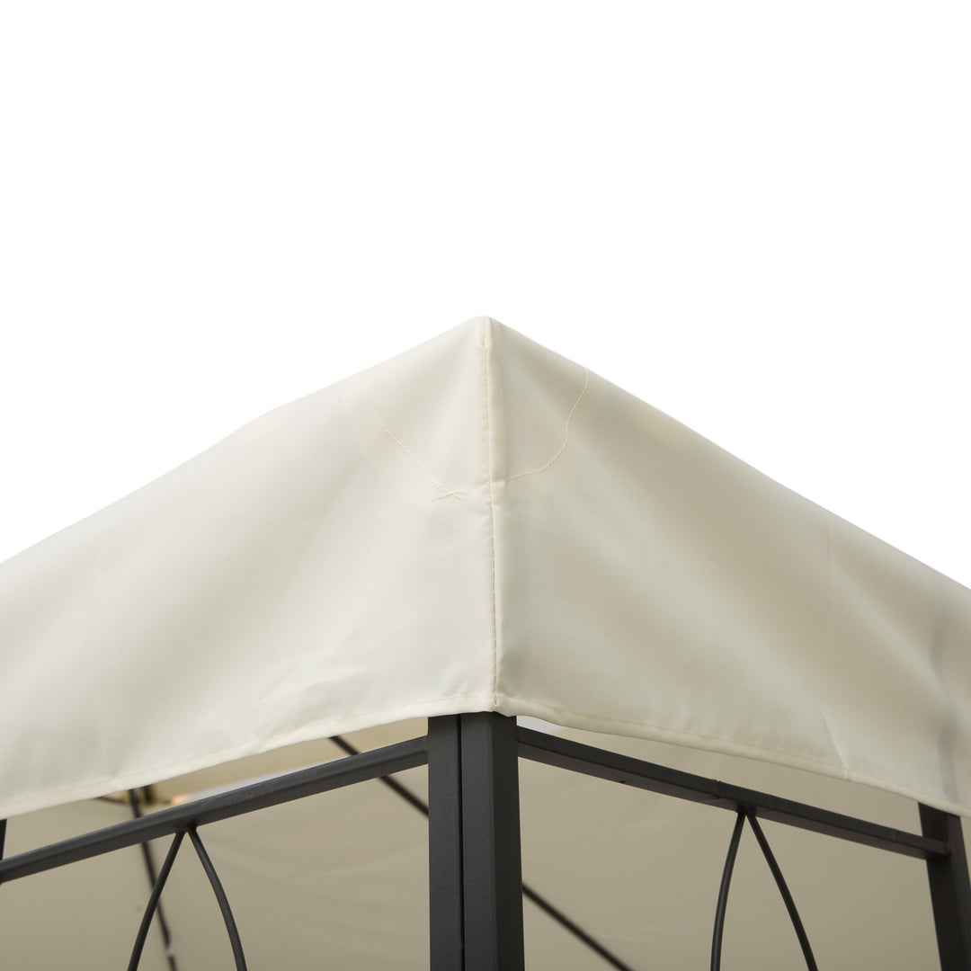 Outsunny 3x4m Gazebo Replacement Roof Canopy 2 Tier Top UV Cover Garden Patio Outdoor Sun Awning Shelters Cream (TOP ONLY)