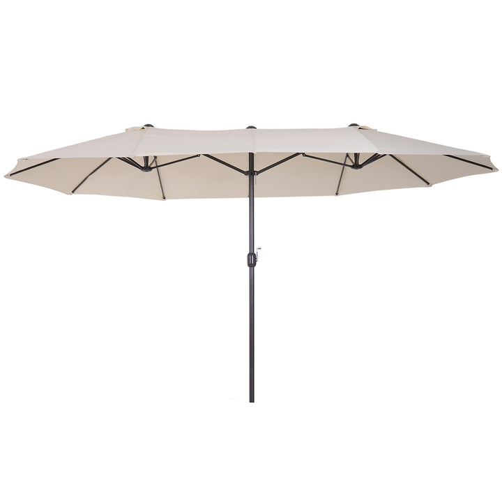 Outsunny Waterproof 4.6m Garden Parasol Double-Sided Sun Umbrella Patio Market Shelter Canopy Shade Outdoor Beige - NO BASE | Aosom UK