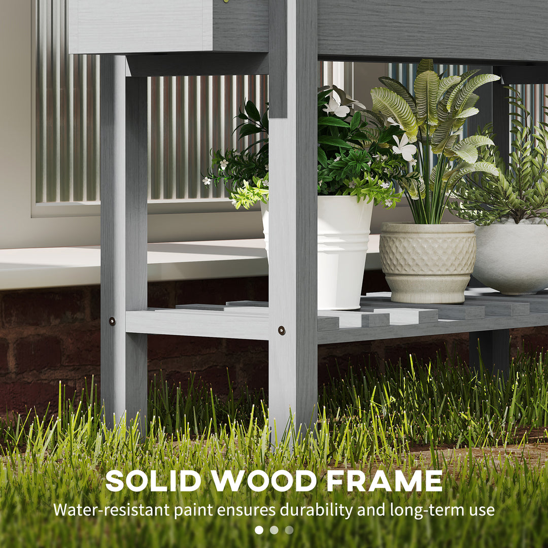 Wooden Two-Tier Raised Planter - Grey