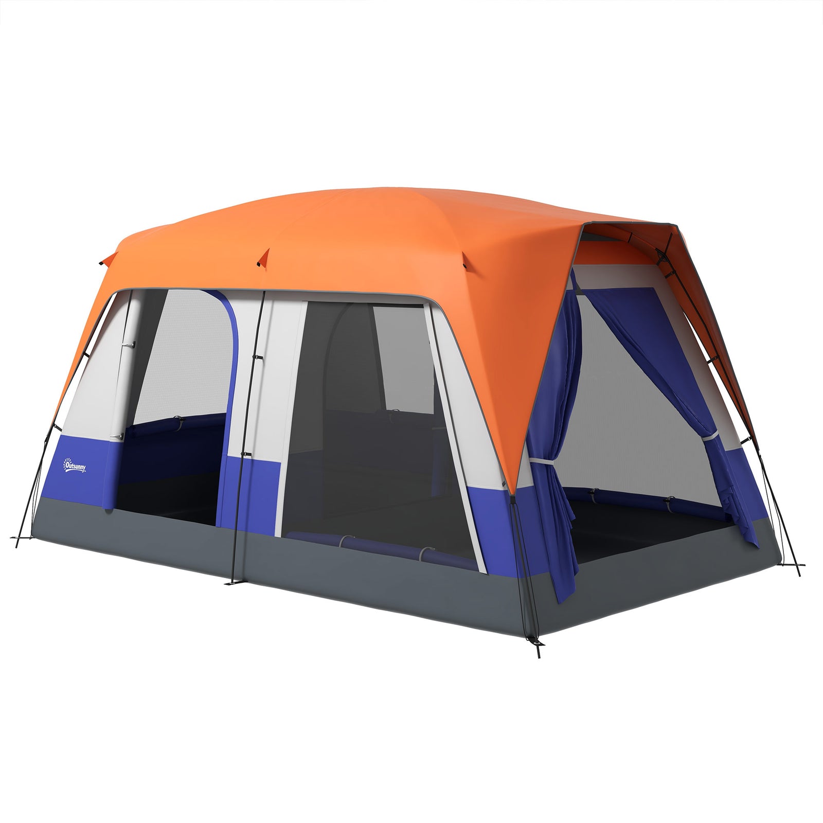 Six-Man Camping Tent, with Small Rainfly and Accessories - Orange