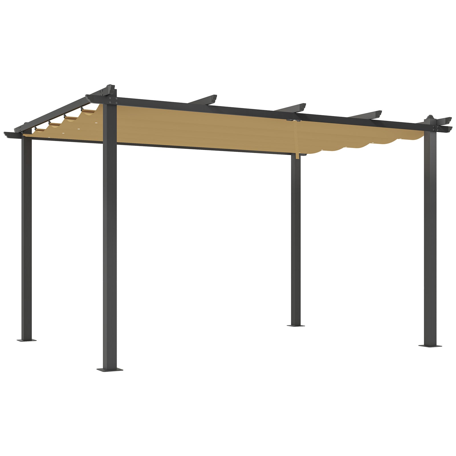 3 x 4m Aluminium Pergola, with Retractable Roof - Khaki