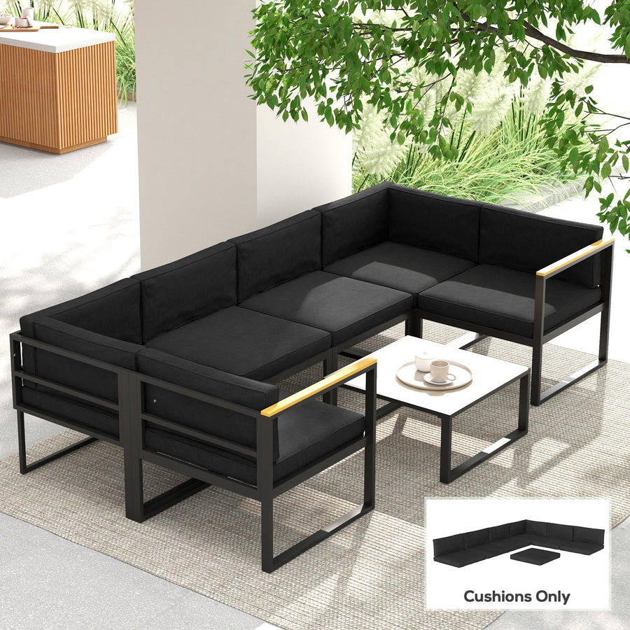 Set of 14 Dining Set Cushions - Black