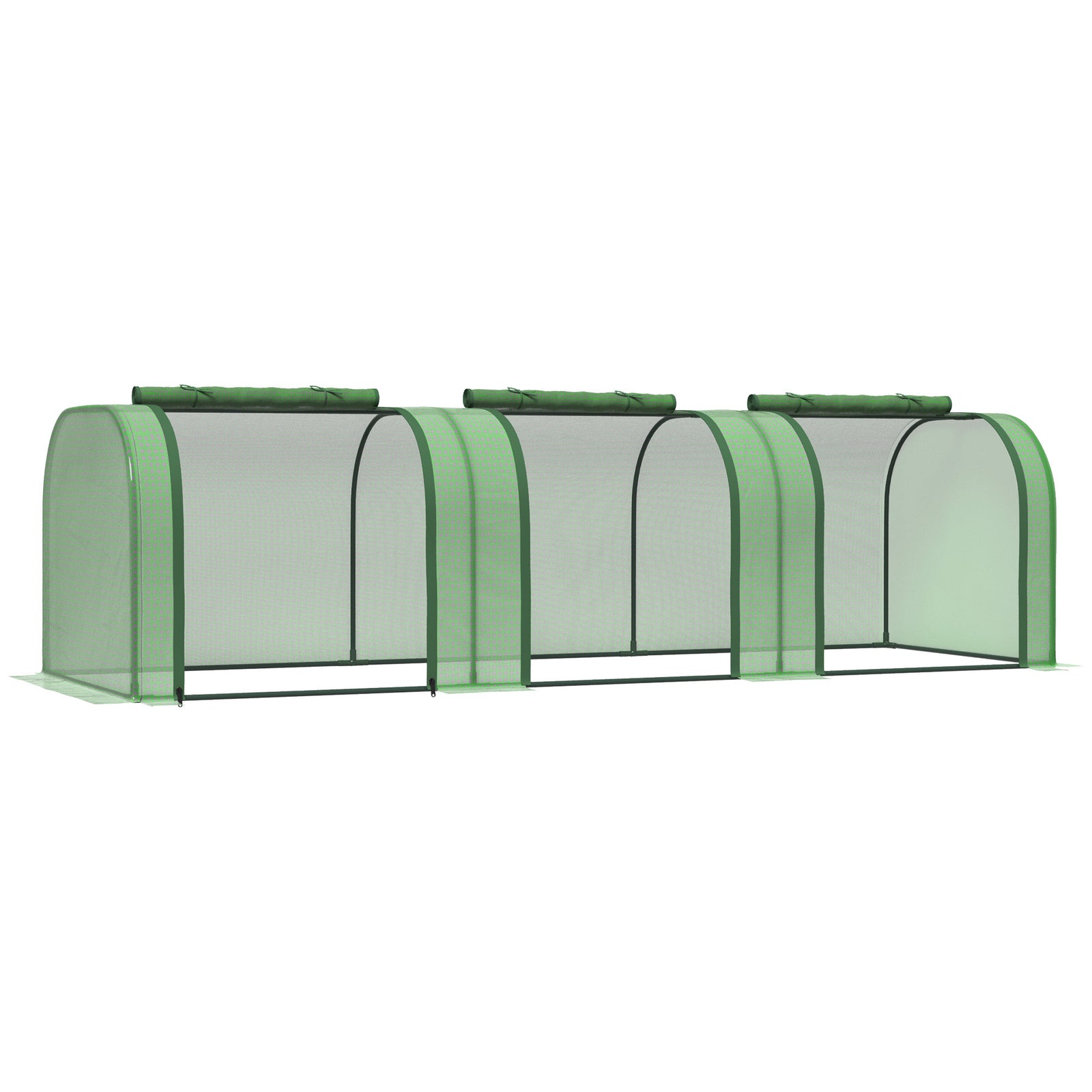 Mini Greenhouse, Small Polytunnel Green House with Zipped Doors, Steel Frame for Garden Backyard, 295 x 100 x 80cm, Green