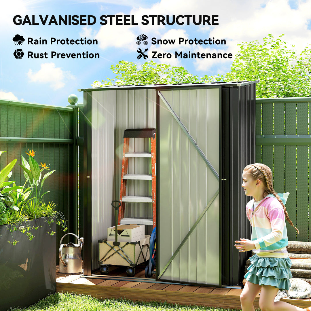 MCL 5.3 x 3.1ft Corrugated Steel Garden Shed - Black
