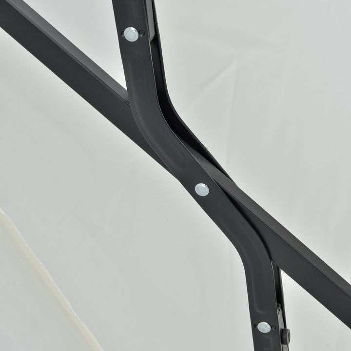 MCL 2m Half Parasol Market Umbrella Garden Balcony Parasol with Crank Handle, Base, Double-Sided Canopy, Cream White