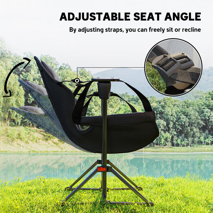 Hammock Camping Chair Set of 2, Adjustable Back Portable Swinging Camping Chair with Cup Holder, Headrest, Padded Seat and Carry Bag for Travel Fishing Hiking, Black