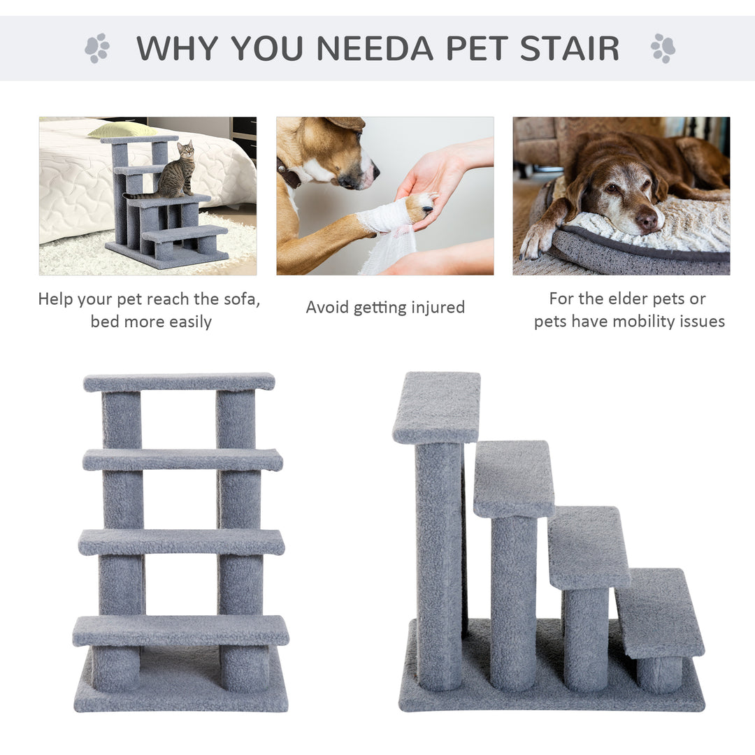 PawHut Pet Steps, Portable Stairs for Bed Access, Suitable for Cats & Older Animals, 63.5x43x60cm, Grey | Aosom UK