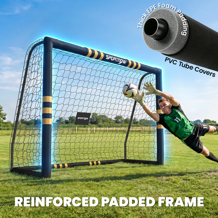 Football Goal, 8 x 5ft Portable Football Net with EPE Foam Padding, PV