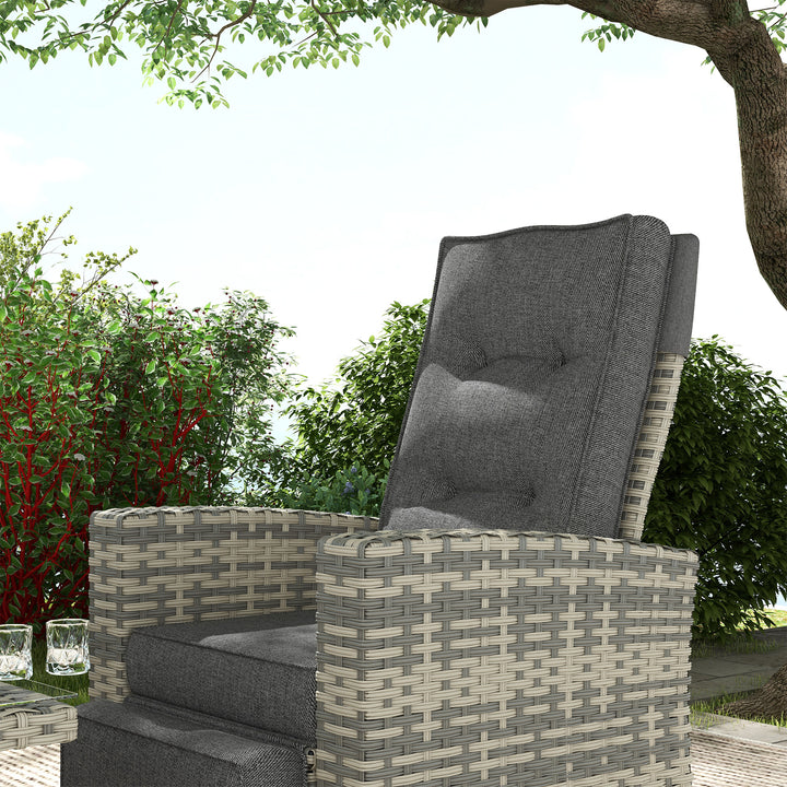 4 Piece Rattan Garden Furniture Set Outdoor Sofa Sectional Set with Glass Top Table for Poolside, Light Grey