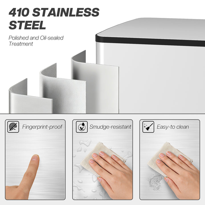 50L Dual Compartment Stainless Steel Bin, with Deodoriser Holders - Si