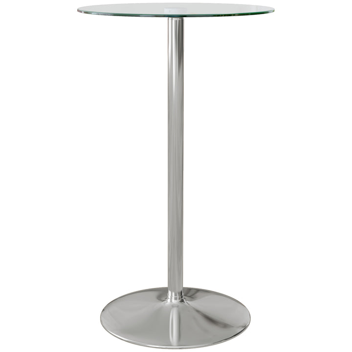 HOMCOM High Top Bar Table, Round Kitchen Table with Tempered Glass Top and Steel Base, Bistro Table for 2 People, Clear | Aosom UK