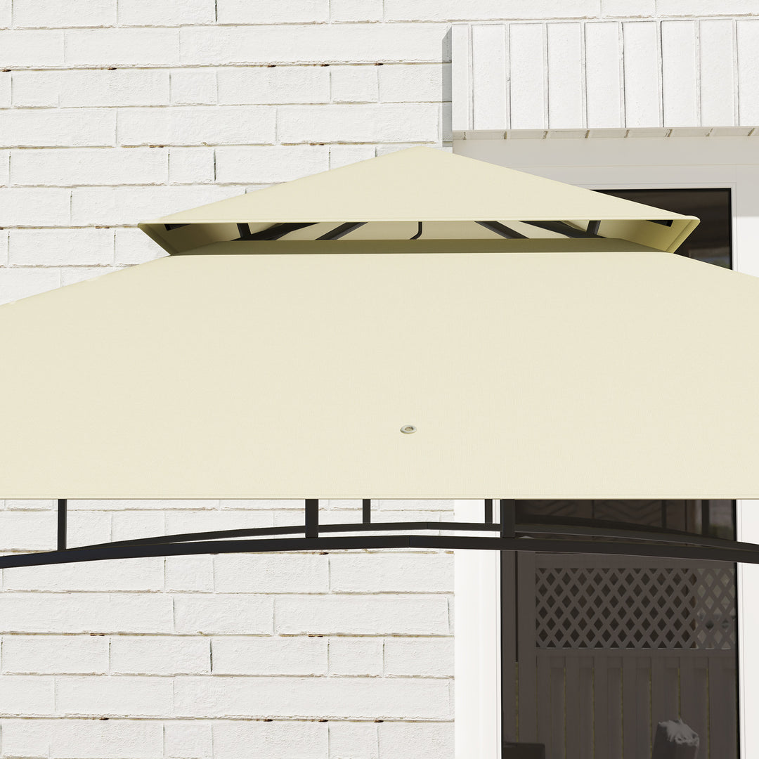 8' x 5' Grill Gazebo Canopy, Double Tiered Outdoor BBQ Gazebo Shelter with 2 Side Shelves, Storage Baskets, Hook for Garden, Patio, Barbecue, Picnic, Beige