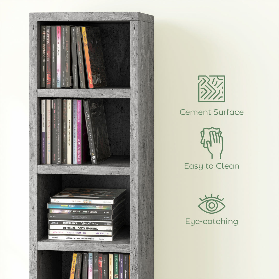 204 CD Tall Narrow Media Storage Tower - Cement Grey