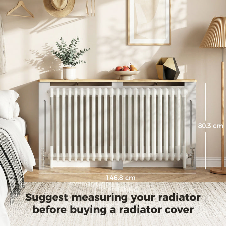 Slatted Radiator Cover, Painted Cabinet with Line Grill Design, 152L ×