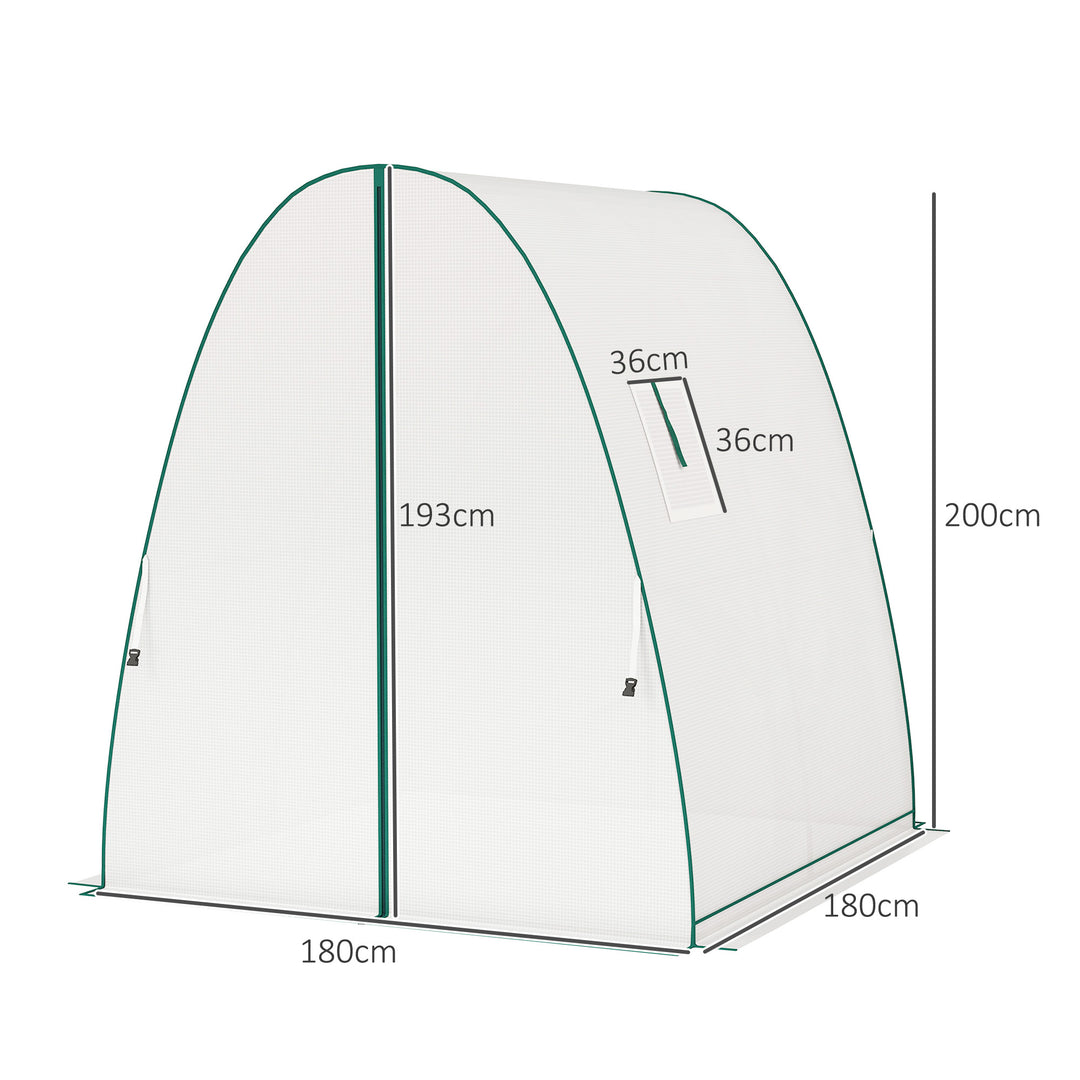 Polytunnel Greenhouse with Sandbags, Walk-In Tunnel Green House with 2 Doors and Screen Windows, 1.8 x 1.8 x 2m