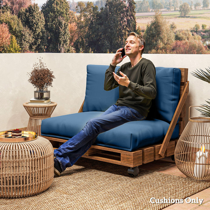 Two Piece Seat Pallet and Back Cushions - Navy Blue