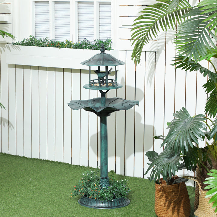 3-in-1 Garden Bird Bath, Freestanding Birdbath with Large Water Basin,