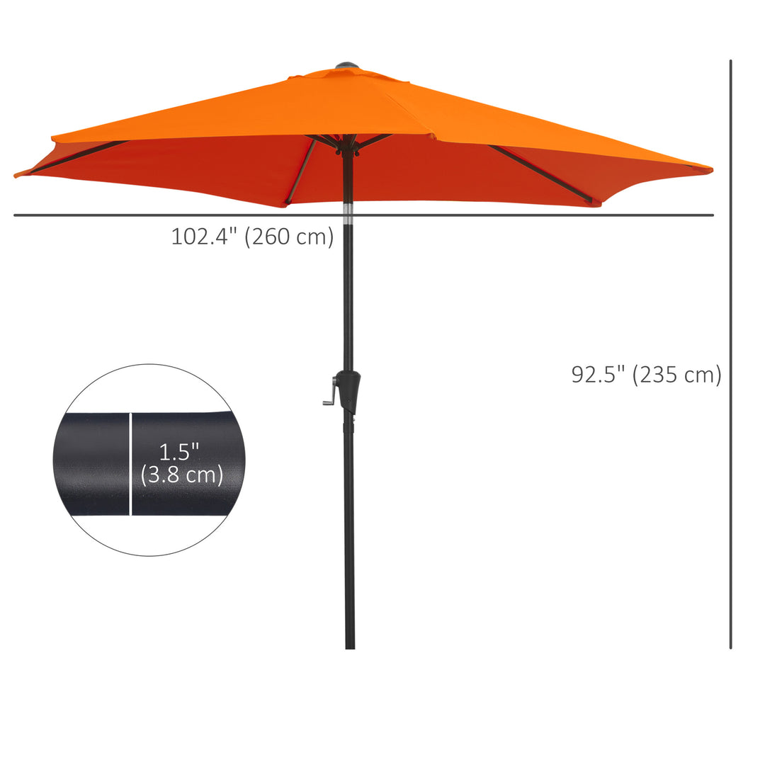 2.6M Garden Parasol Umbrella with Tilt and Crank, Outdoor Sun Parasol Sunshade Shelter with Aluminium Frame, Orange