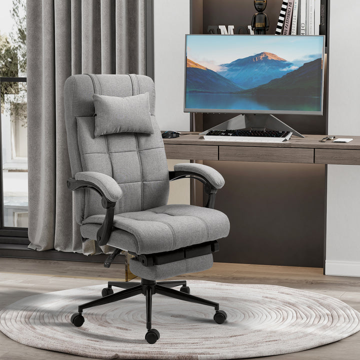 MCL Office Chair with Footrest Ergonomic Office Chair with Armrests Lumber Support and Headrest Light Grey
