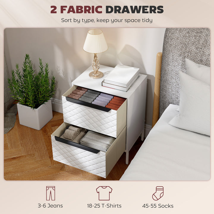 Chest of Drawers, Dresser with 2 Fabric Drawers and Aluminium Handles 