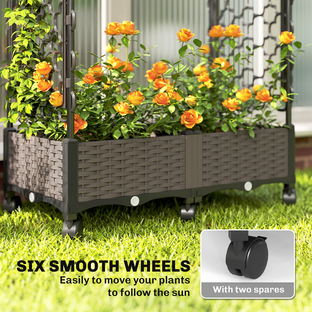 Raised Garden Bed with Arch Trellis, Raised Bed for Garden on Wheels w