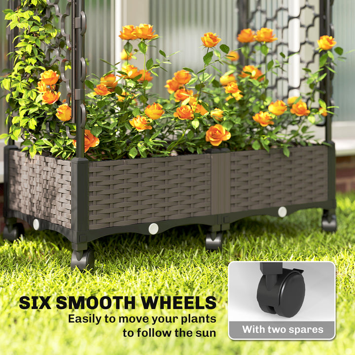 Raised Garden Bed with Arch Trellis, Raised Bed for Garden on Wheels w