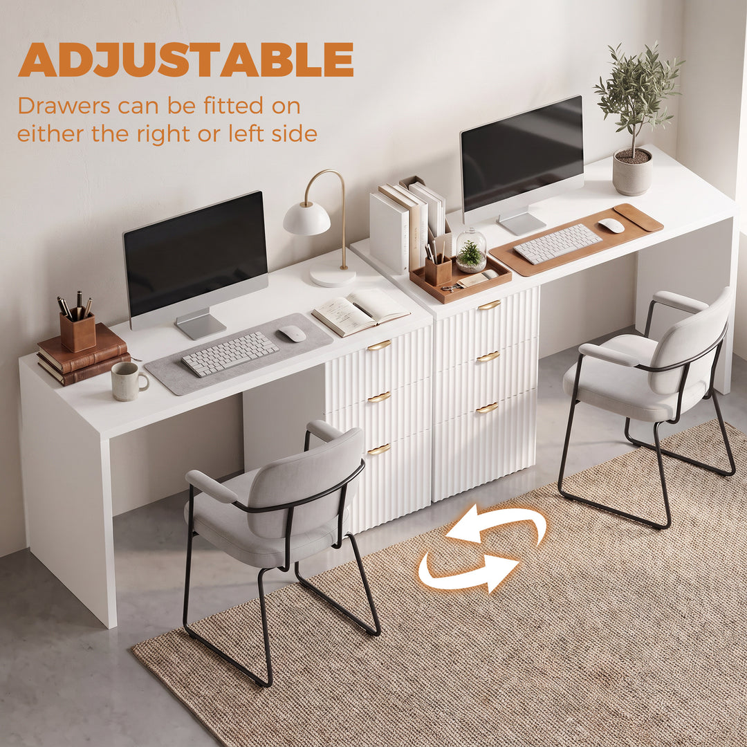 Computer Desk with 3 Drawers Reversible Home Office Desk 120 cm, White - view 4