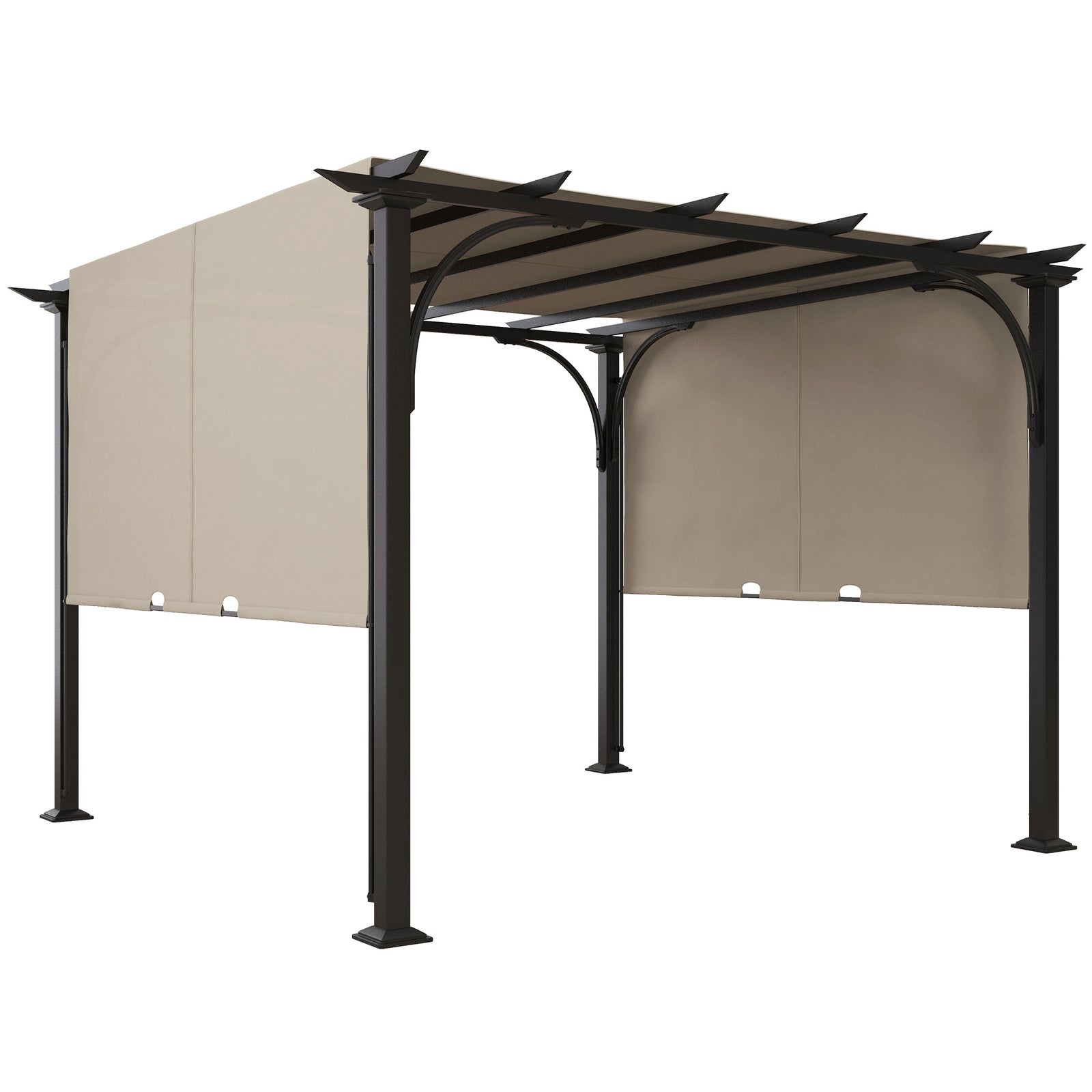 3 x 3(m) Outdoor Pergola, Garden Pergola Gazebo with Adjustable Canopy, Beige