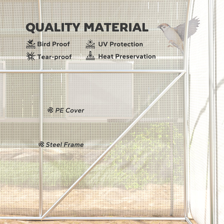 Walk-in Polytunnel Greenhouse Green House with Roll-up Sidewalls, UV-resistant PE Cover, 3 x 2 x 2m, White