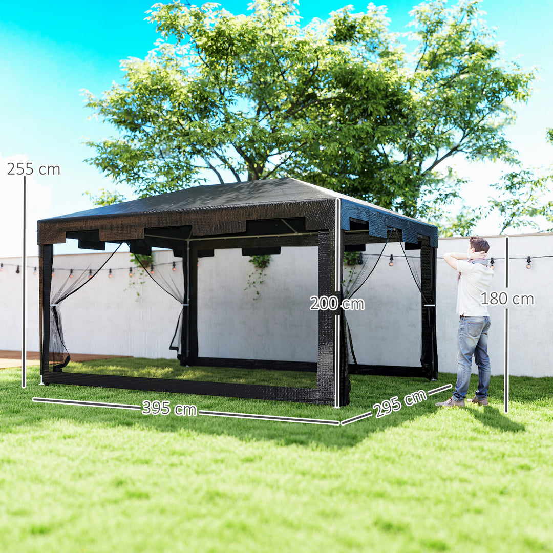 4 x 3 m Party Tent Wedding Gazebo Outdoor Waterproof PE Canopy Shade with Panel