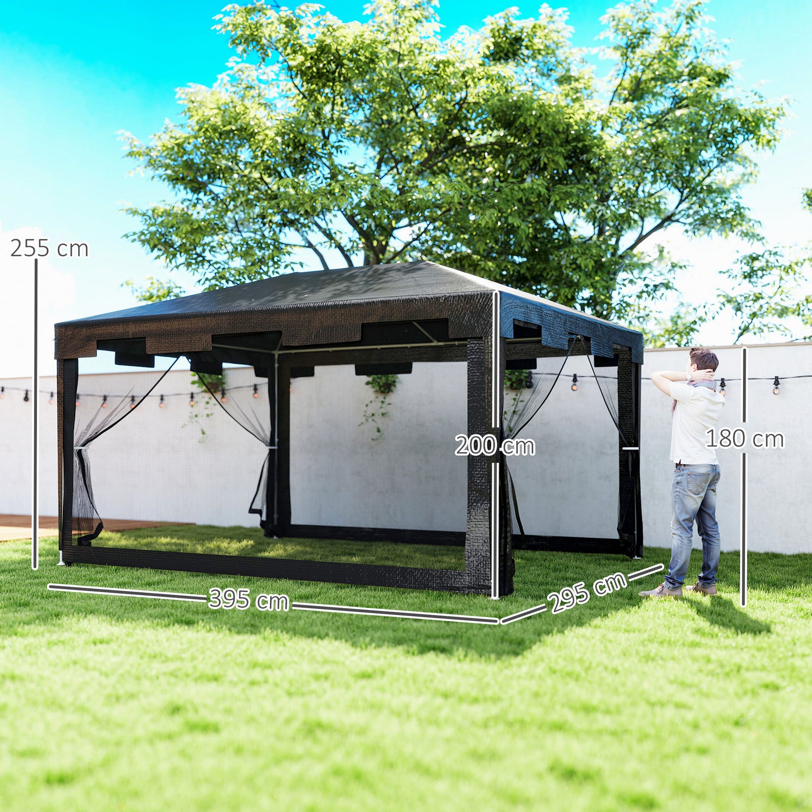 4 x 3 m Party Tent Wedding Gazebo Outdoor Waterproof PE Canopy Shade w