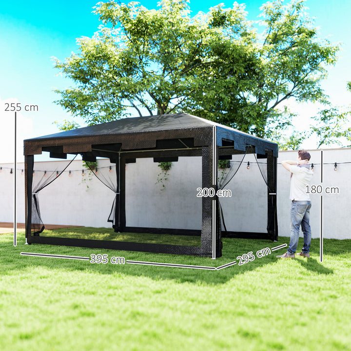 4 x 3 m Party Tent Wedding Gazebo Outdoor Waterproof PE Canopy Shade with Panel