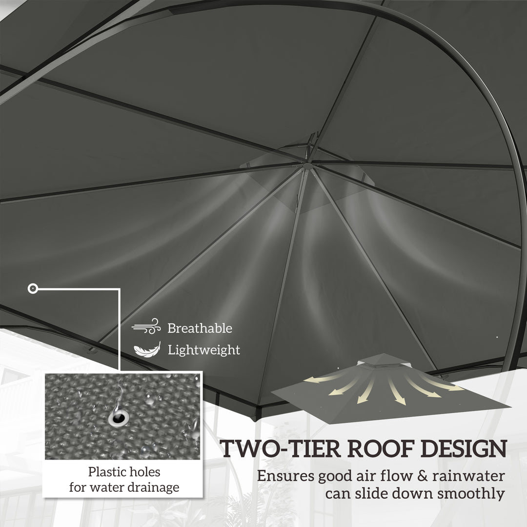 3x3(m) Replacement Gazebo Canopy, Double Tier Roof Top for Garden, Patio, Outdoor, Grey (TOP ONLY)