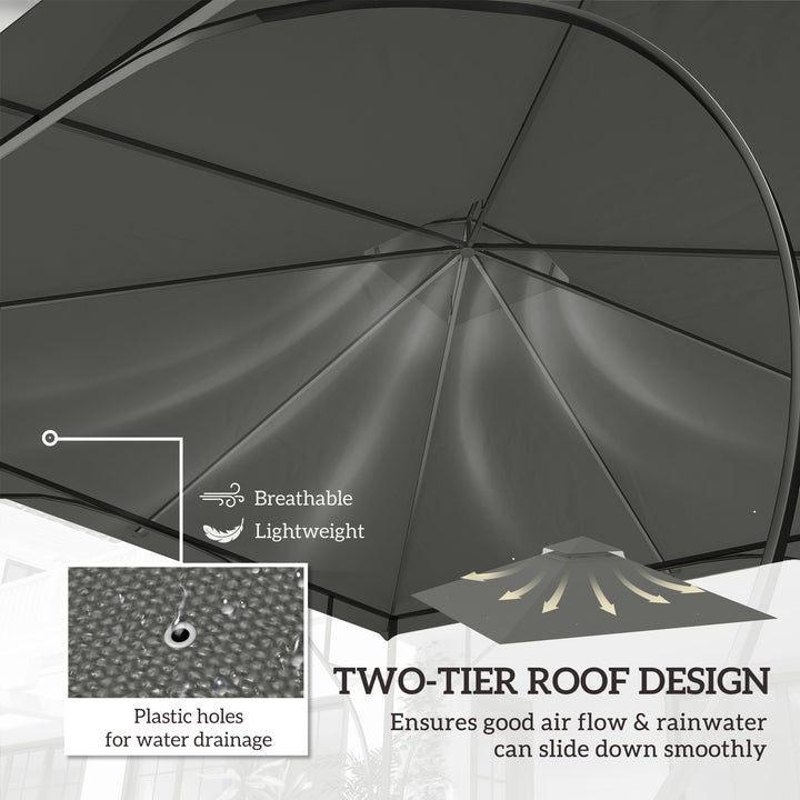 3x3(m) Replacement Gazebo Canopy, Double Tier Roof Top for Garden, Patio, Outdoor, Grey (TOP ONLY)