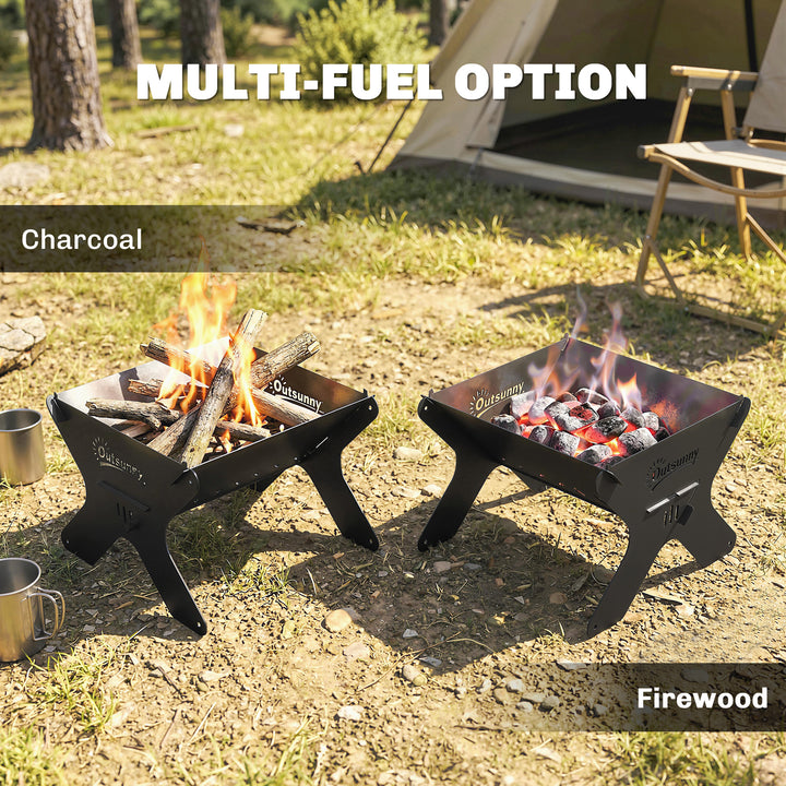 2-In-1 Portable BBQ Grill and Camping Fire Pit, Tabletop Charcoal Barb